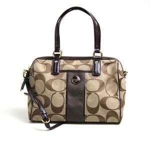 Coach Brown Signature Stripe Satchel